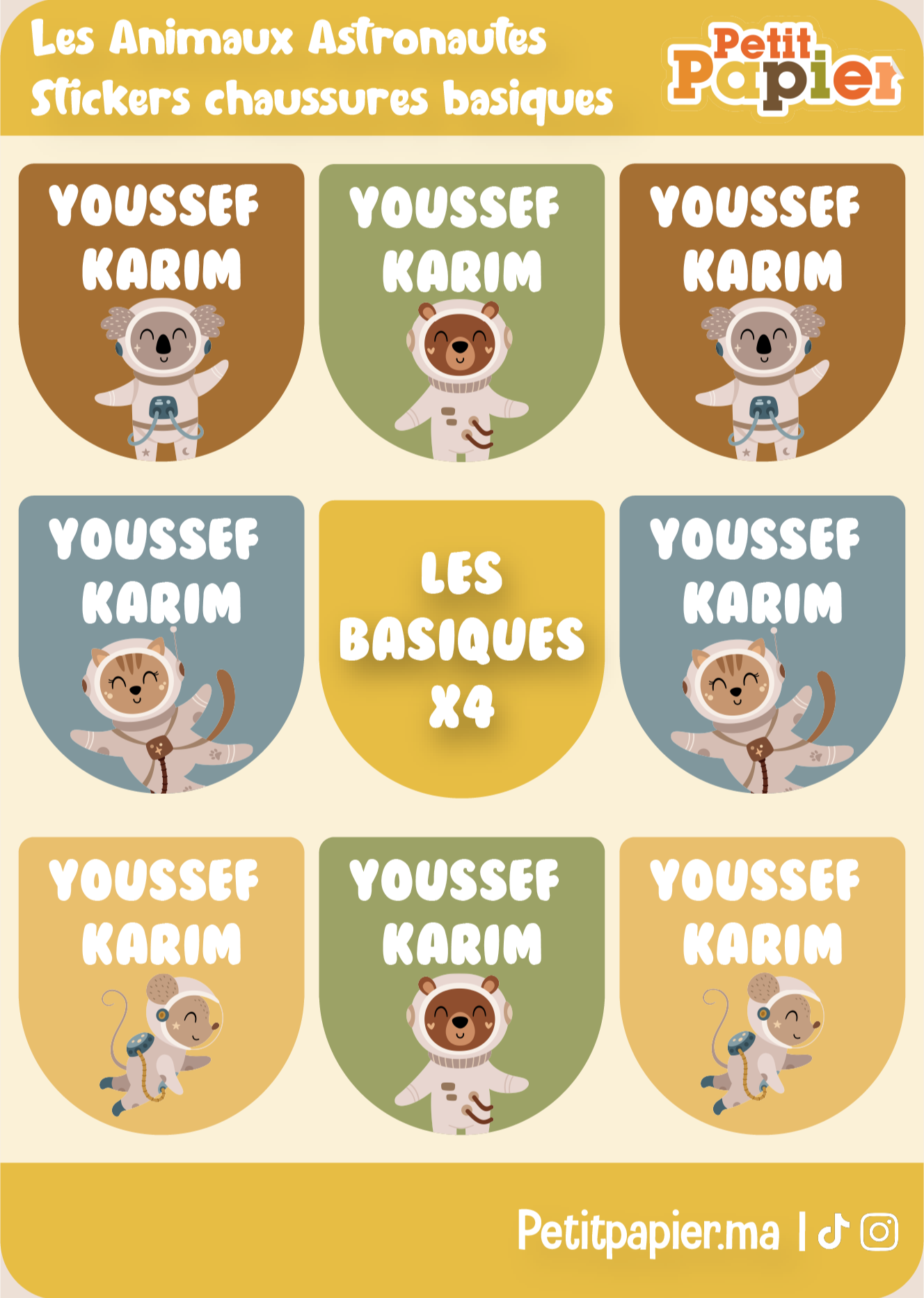 Animaux astronautes - Stickers chaussures basiques