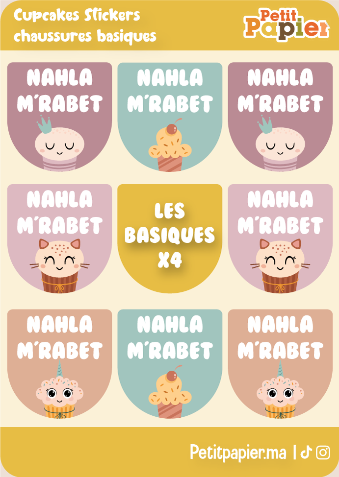 Cupcakes - Stickers pour chaussures basiques - 8 paires