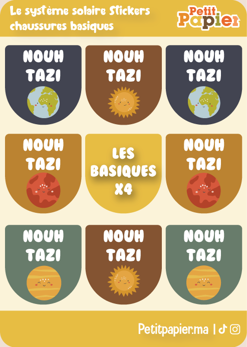 Le système solaire - Stickers chausssures basiques