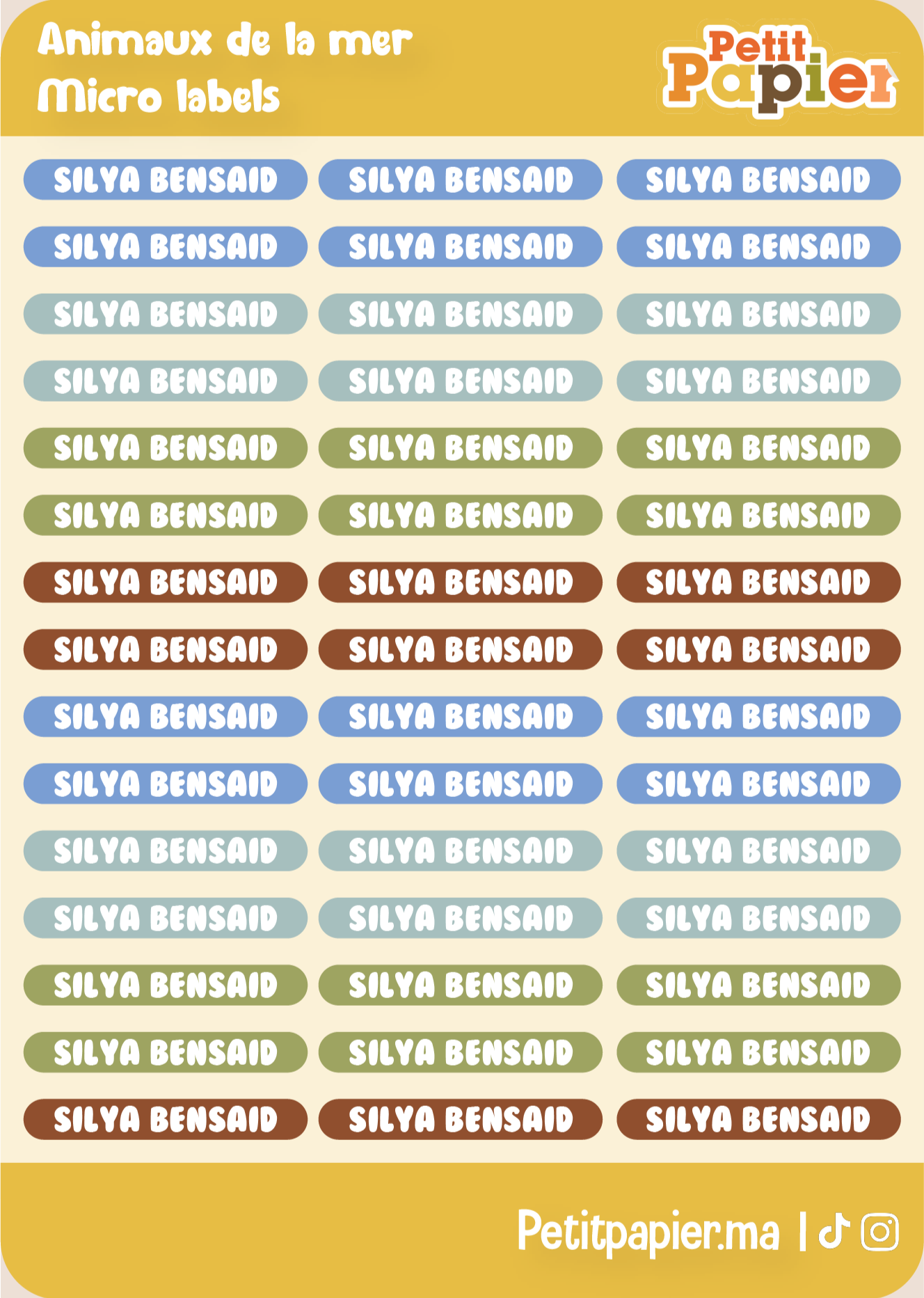Animaux de la mer - Micro labels - 90 Stickers