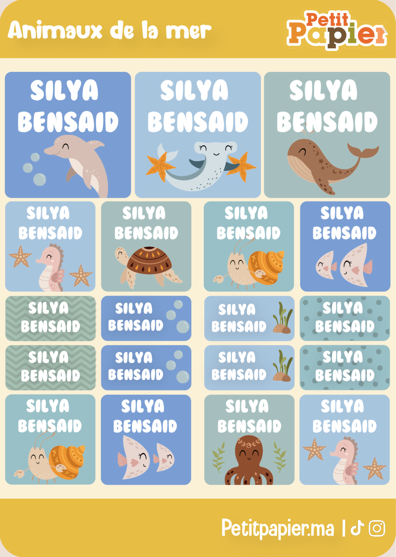 Animaux de la mer - 90 Stickers