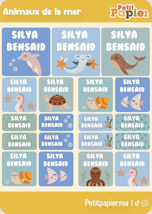 Animaux de la mer - 90 Stickers