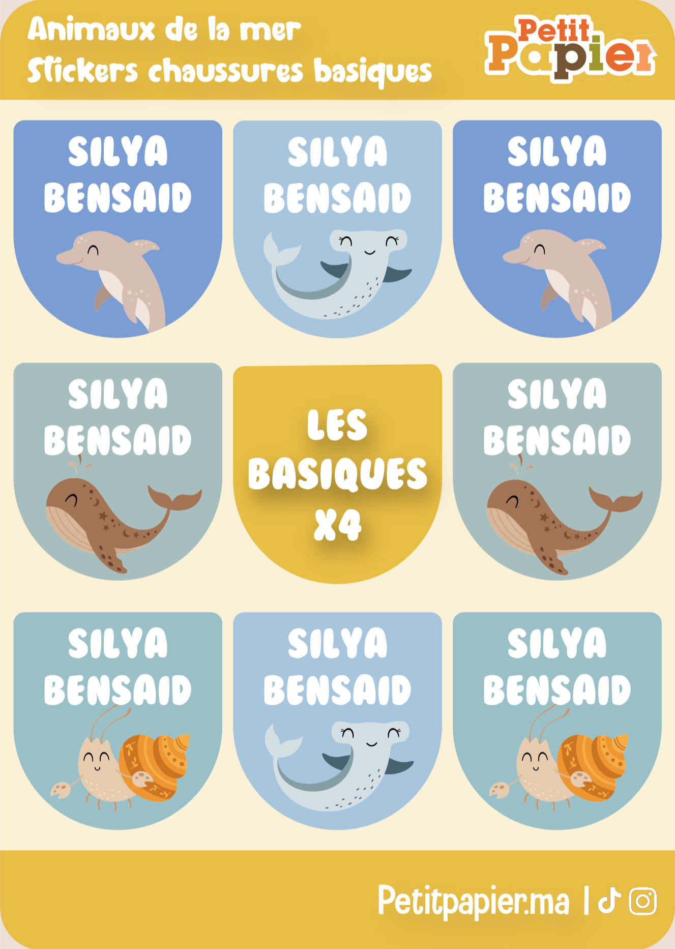 Animaux de la mer - Stickers chaussures basiques