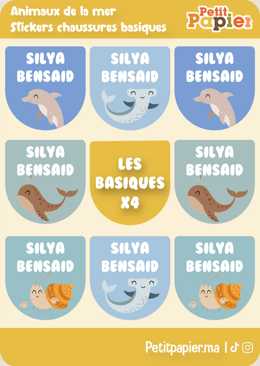 Animaux de la mer - Stickers chaussures basiques