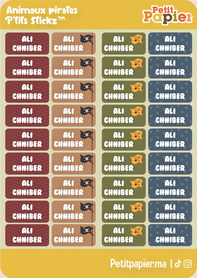 Animaux pirates - P'tits Stickz™ - 72 Stickers