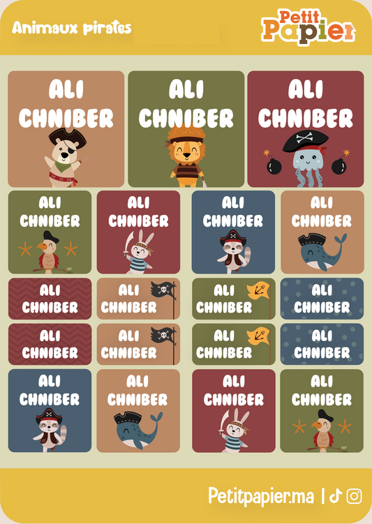 Animaux pirates - 90 Stickers