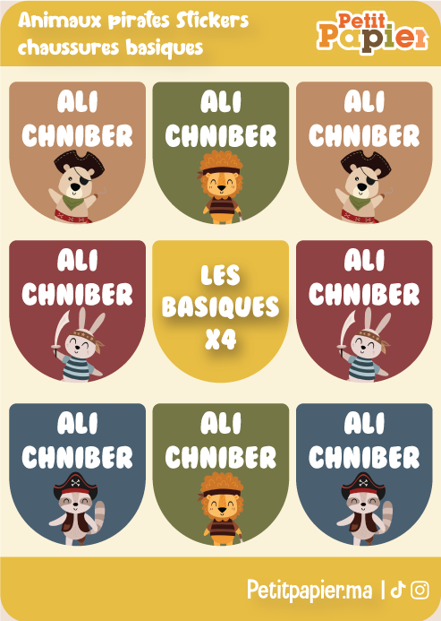 Les animaux pirates - Stickers chaussures basiques
