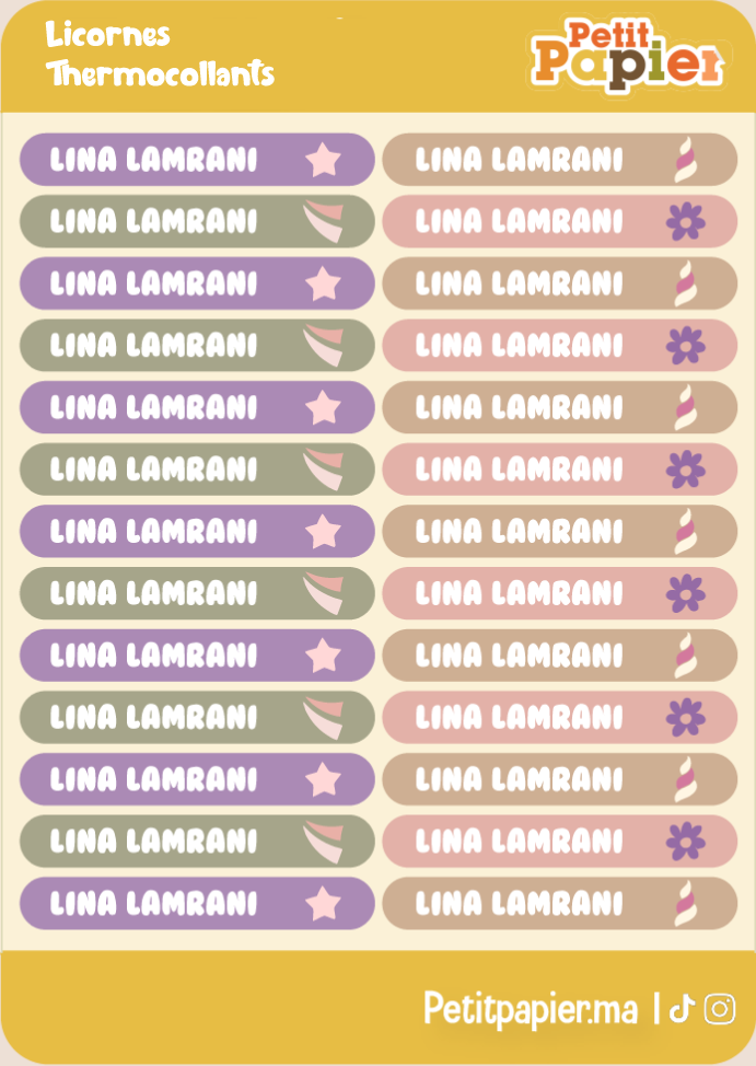 Licornes - Thermocollants - 52 Stickers