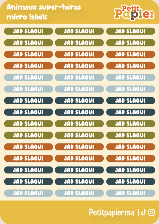 Animaux super-héros - Micro labels - 90 Stickers