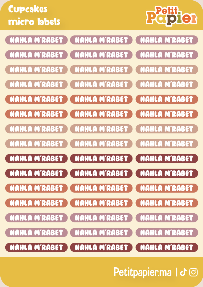Cupcakes - Micro labels - 90 Stickers