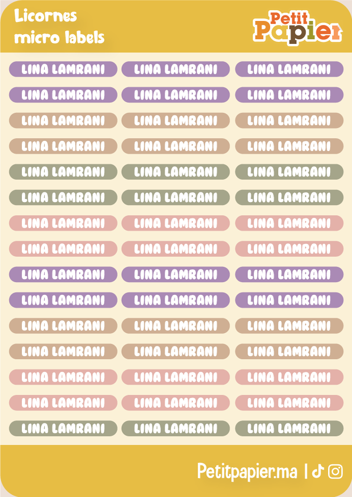 Licornes - Micro labels - 90 Stickers