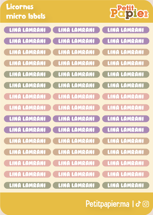 Licornes - Micro labels - 90 Stickers